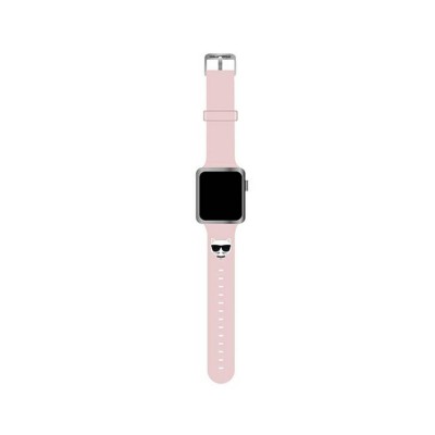 Curea Karl Lagerfeld, Compatibila Cu Apple Watch 42/44/45mm, Colectia Silicone Choupette Heads, Roz